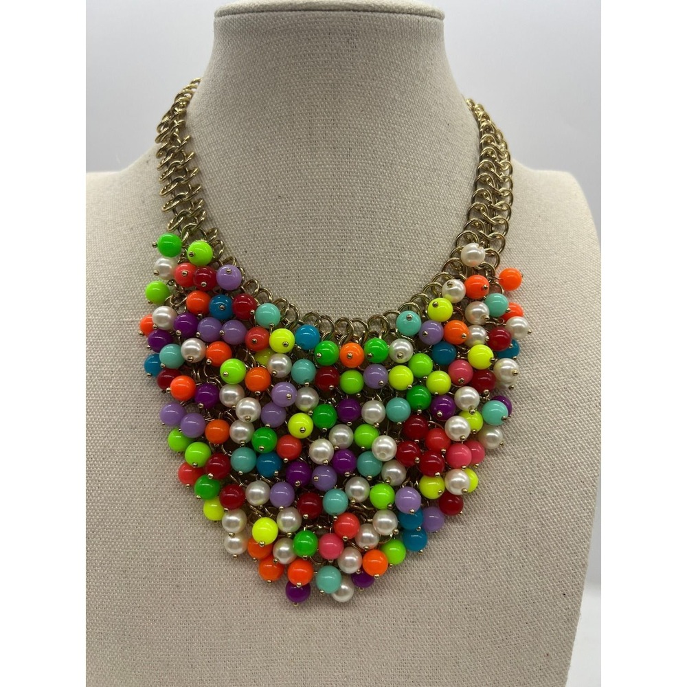 Amrita Singh Colorful Cluster Bib Necklace Neon Dopamine Maximalist